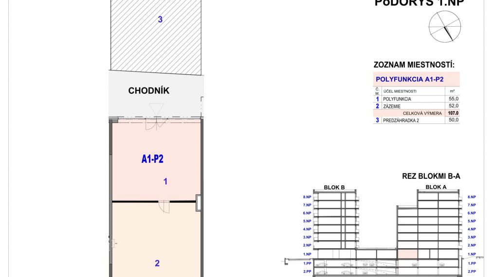Obchodný priestor, 107m2, Komplex Ipeľská, Novostavba