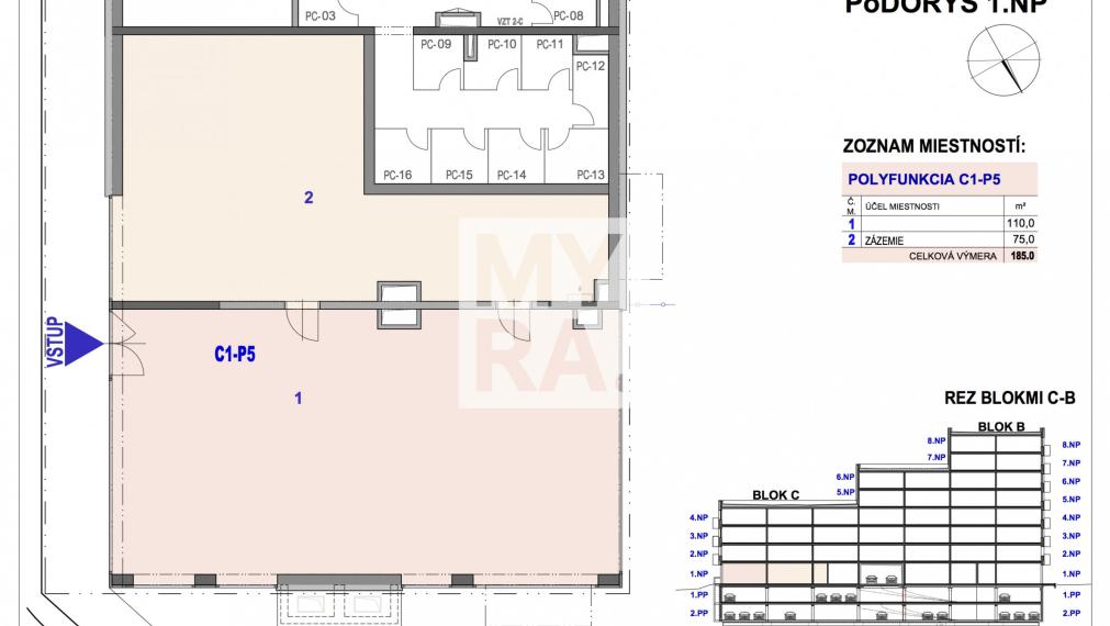 Obchodný priestor C1-P5 v Bytovom komplexe Ipeľská