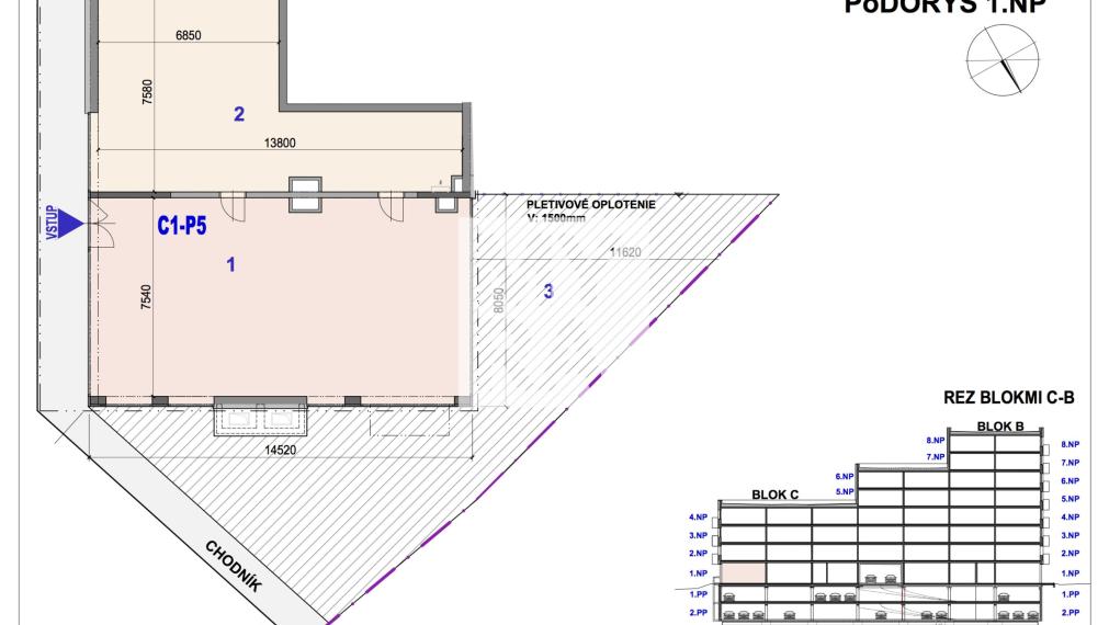 Obchodný priestor C1-P5 v Bytovom komplexe Ipeľská