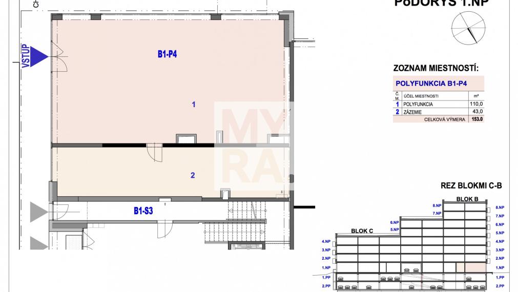 Obchodný priestor B1-P4 v Bytovom komplexe Ipeľská