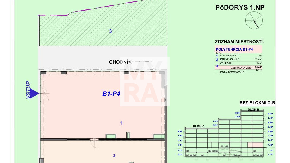 Nebytový priestor na sídlisku Terasa blízko Univerzitnej nemocnice, prízemie, 153 m2, novostavba