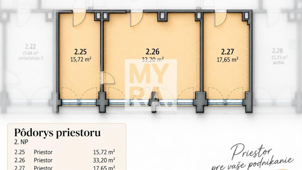 Priestory pre ambulanciu 66,57 m² – klimatizácia, výťah, Prešov